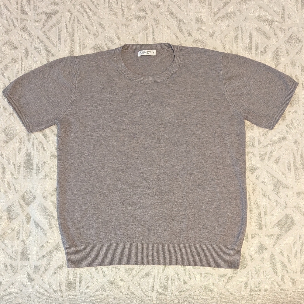 Daimidy Grey Short Sleeve Lightweight Sweater